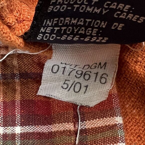 VTG TOMMY Jeans HILFIGER Shirt Mens Medium Orange Plaid Quilted Lined LS Button - Picture 10 of 16